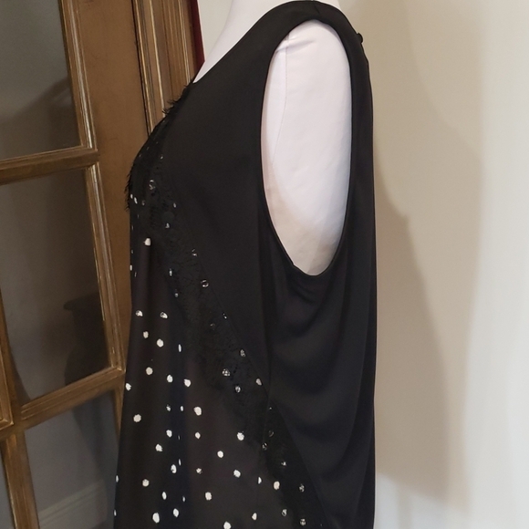 WORTHINGTON Blk Wht Demi Dot Sleeveless Top - Picture 4 of 8